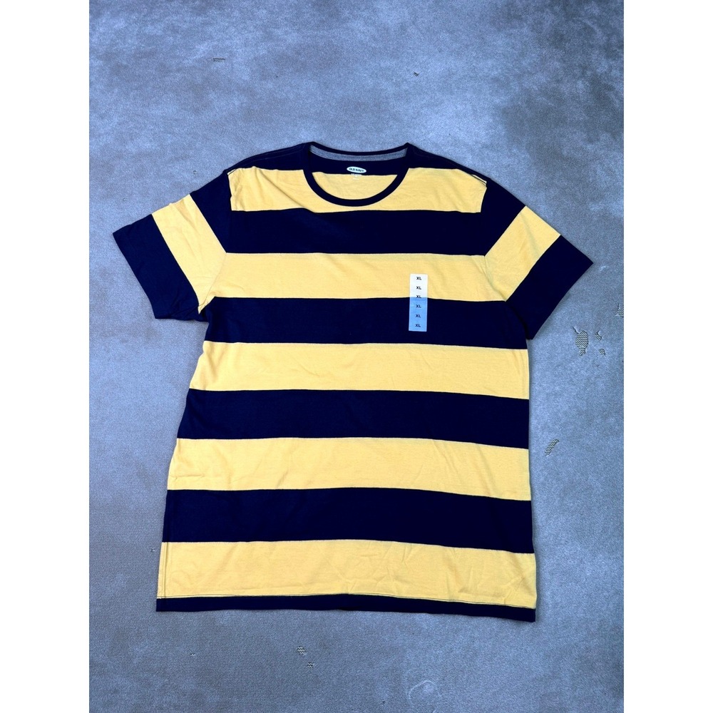 Old Navy Soft Washed T-Shirt Mens XL Blue Yellow Striped Everyday Wear Pullover